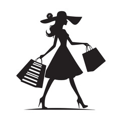 Shopping Girl style illustration silhouette 