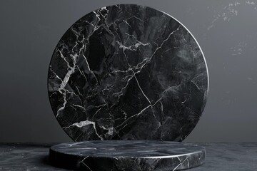 Black marble pedestal display