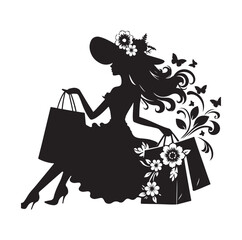 Shopping Girl style illustration silhouette 