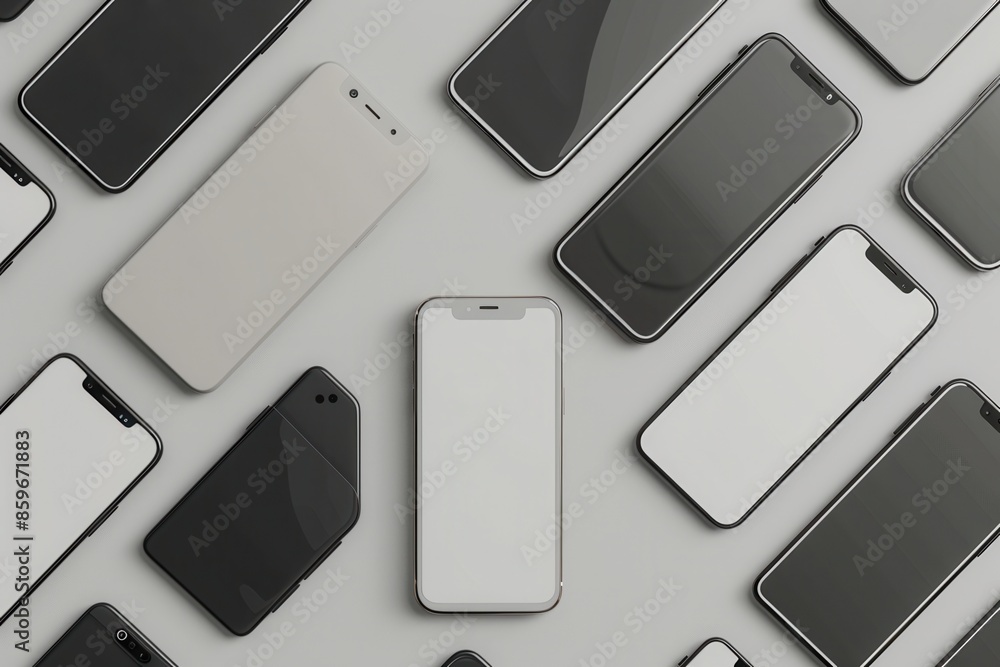 Leinwandbilder a group of modern smartphones in various angles, showcasing their design and functionality. perfect 