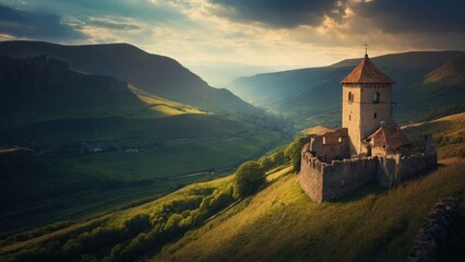 Relaxing view of the mountains, spring