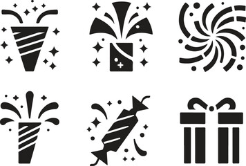 set of black and white boxes with ribbons