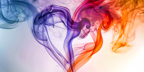 Abstract colorful smoke in the shape of a heart.


