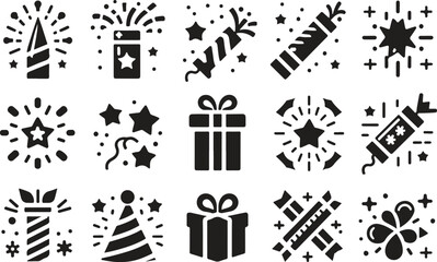 black and white icons set