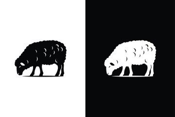 Sheep logo icon template. Sheep silhouette isolated on white black background.
