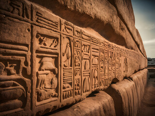 Tallados en piedra sobre muro en Egipto