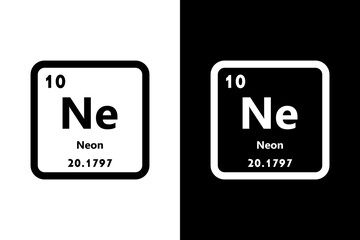 Neon, Ne, chemical periodic element icon. The chemical element of the periodic table. Sign with atomic number. Neon element