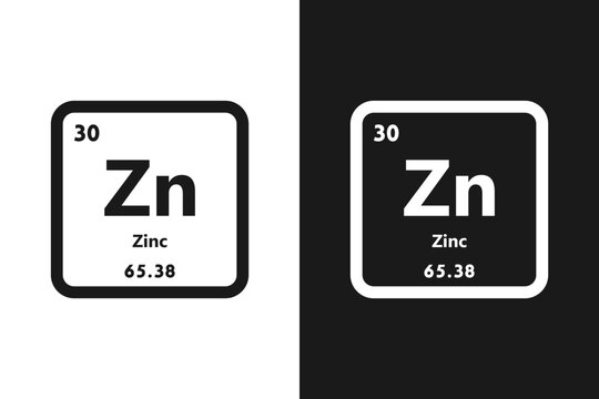 Zinc, Zn, chemical periodic element icon. The chemical element of the periodic table. Sign with atomic number. Zinc element