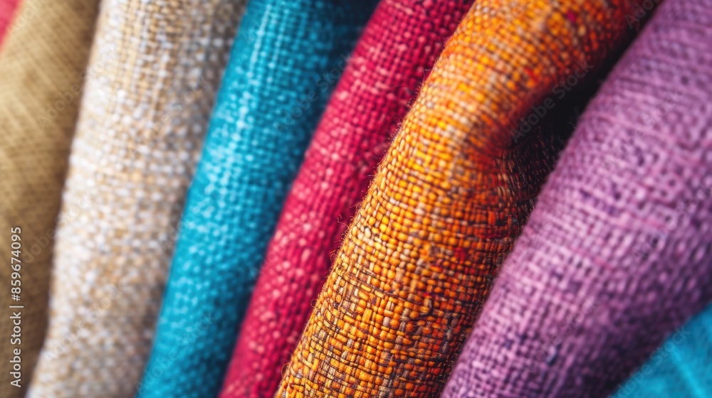 Poster fabric samples colorful close up for textural background with copy space