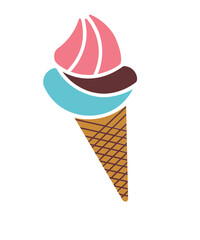 Ice cream clip art design on plain white transparent isolated background for sign, decal, card, shirt, hoodie, sweatshirt, apparel, tag, mug, icon, poster or badge