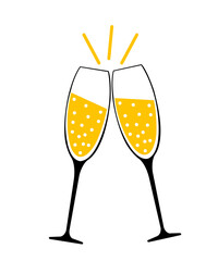 Champagne clip art design on plain white transparent isolated background for sign, decal, card, shirt, hoodie, sweatshirt, apparel, tag, mug, icon, poster or badge