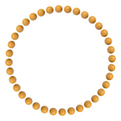 circle made of wooden beads and isolated on white