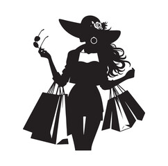 Shopping Girl style illustration silhouette 