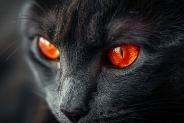 Black Cat with Fiery Eyes