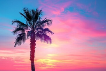 Obraz premium Sunset Palm Tree Silhouette