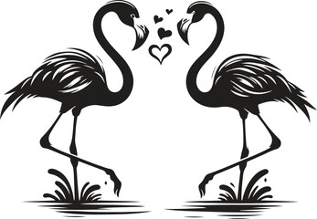 two flamingos on white