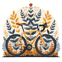 Fototapeta premium Simple Bicycle With Foliage Accent