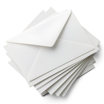Stack of White Envelopes with One Partially Open | Isolated on Transparent & White Background | PNG File with Transparency