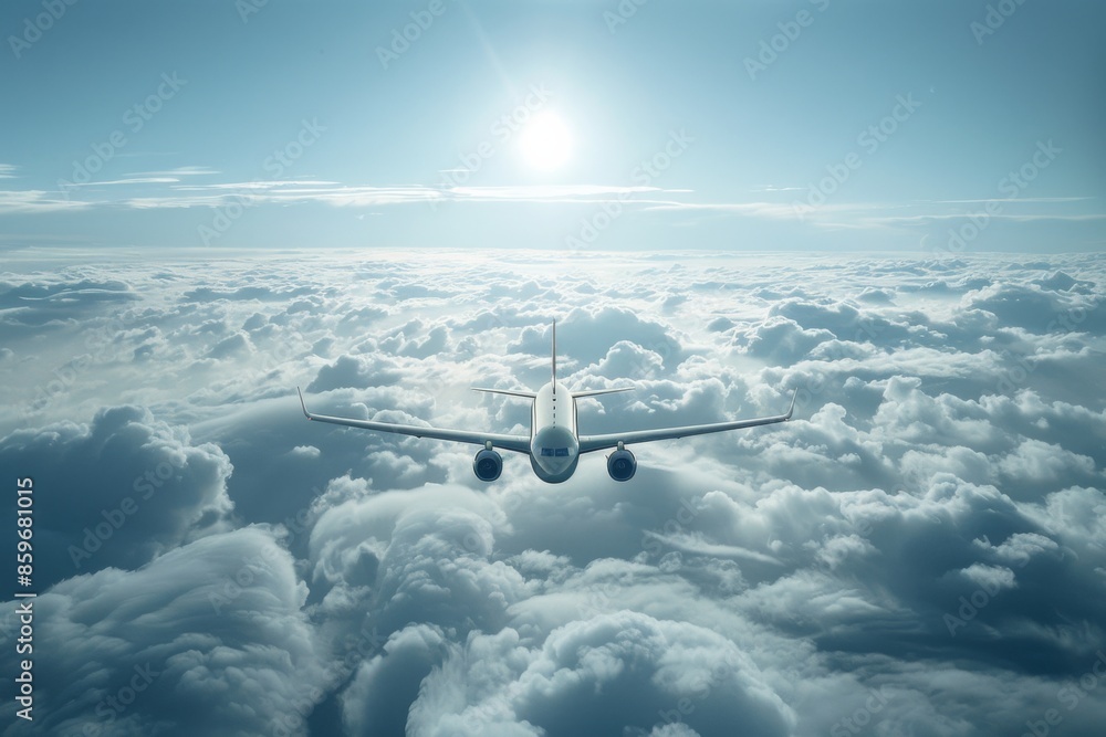 Poster Airplane soaring above the clouds