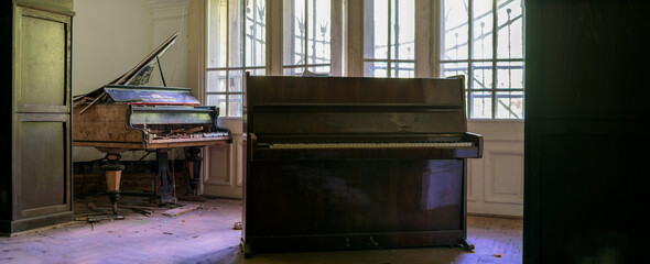 Old historic haunted orphanage in an abandoned palace in Hungary