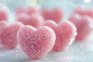 Obraz premium Pink Sugar-Coated Heart Candies