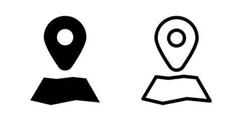 Map icon set. Location sign. Flat illustration of vector icon on white background