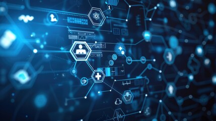 Medical technology , telemedicine, virtual hospital, healthcare and medicine background