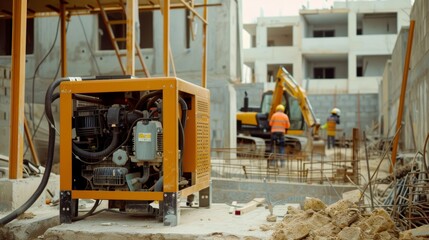 Robust Gasoline Generator Powering Heavy Machinery on a Busy Construction Site