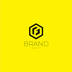 Logo 1vector logo design template. Black monogram. Hexagon icon