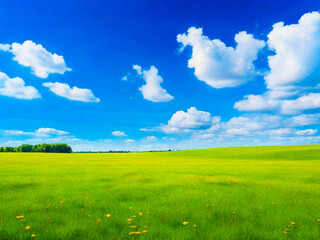 Fototapeta premium Beautiful green field landscape green meadow 