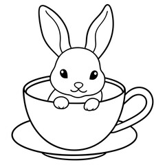  A bonnie sitting in a tea cup silhouette vector art illustration