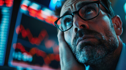 A man is sitting in front of a computer screen with a red line on it