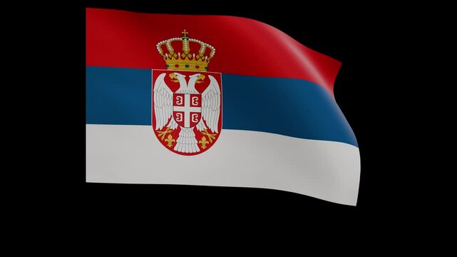 Serbia flag 4k 3d render of a waving nation Serbian banner fluttering in the wind symbolises the country with transparent alpha channel mask for free space and isolated background no flagpole 