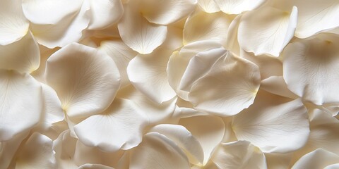 White rose petals pattern texture close-up, macro abstract floral banner