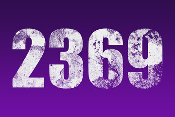 flat white grunge number of 2369 on purple background.	