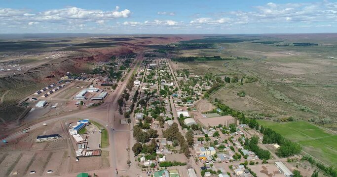 Vaca Muerta, Argentina, October 30, 2018: Aerial view of the city of A&ntilde;elo, Neuqu&eacute;n.