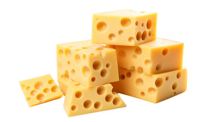Fresh Swiss Cheese Slice on Transparent Background, Ideal for Gourmet Culinary Art Projects. Perfect Dairy Product for Breakfast Sandwiches and Healthy Dinners.