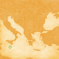 Naklejka premium Ocher map of Balkans - Malta