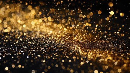 Naklejka premium Abstract Gold Glitter Bokeh Background, Sparkling Lights, Festive, Holiday