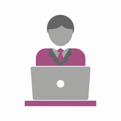 Admin clerk with laptop silhouette vector art illustration