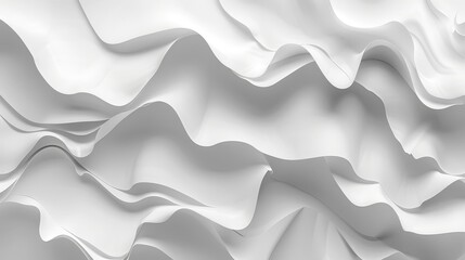 Fototapeta premium Abstract White Wavy Paper Texture - 3D Rendering