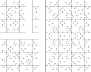 PNG Illustration of four white puzzles, separate parts	