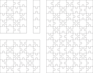 PNG Illustration of four white puzzles, separate parts	