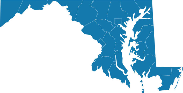 Editable vector file of the counties making up the state of Maryland in the United States.