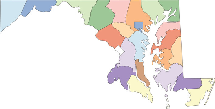 recommend clip art: Editable vector file of the counties making up the state of Maryland in the United States.