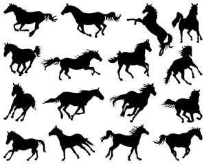 SVG Big set of horses silhouettes