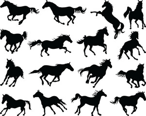 PNG Big set of horses silhouettes