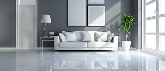 A hightech minimalist interior featuring a digital photo frame with customizable displays