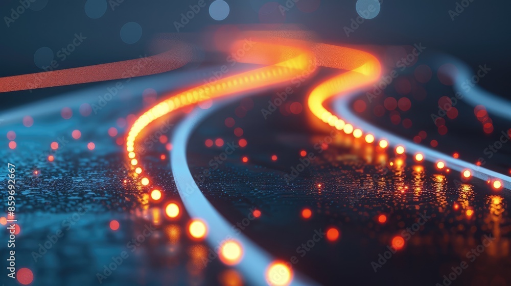 Poster abstract digital artwork of data streams and glowing symbols. difital artwork of abstract design of 