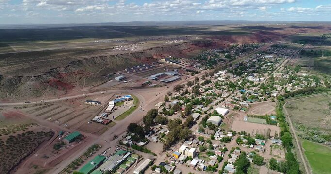 Vaca Muerta, Argentina, October 30, 2018: Aerial view of the city of A&ntilde;elo, Neuqu&eacute;n.